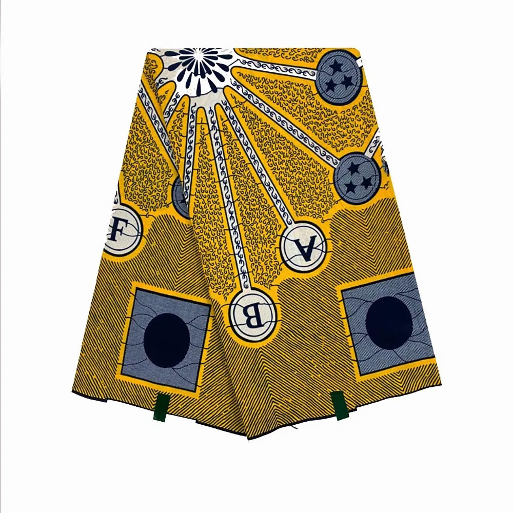 6 Yards African Batik 24*24 Cotton Ankara Wax Fabric Holland African Dress Alphabet Planet Fabric