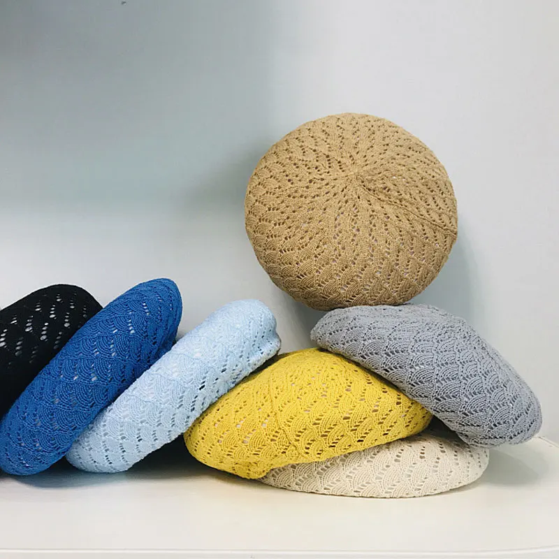 

Берет женский вязаный, дышащий, однотонный, в Корейском стиле, Y2k