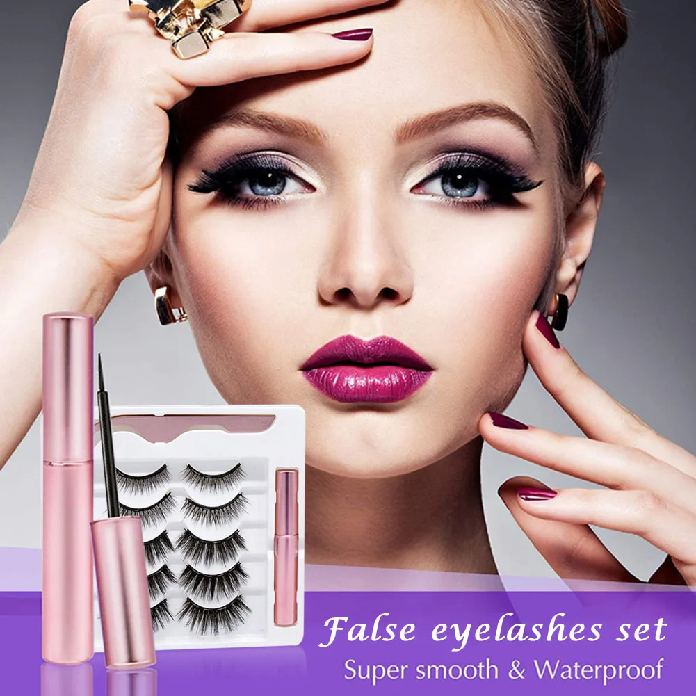 

Magnetic False Eyelash Set Nature Long Eyelash Extensions with Magnetic Eyeline Liquid CIN6 899