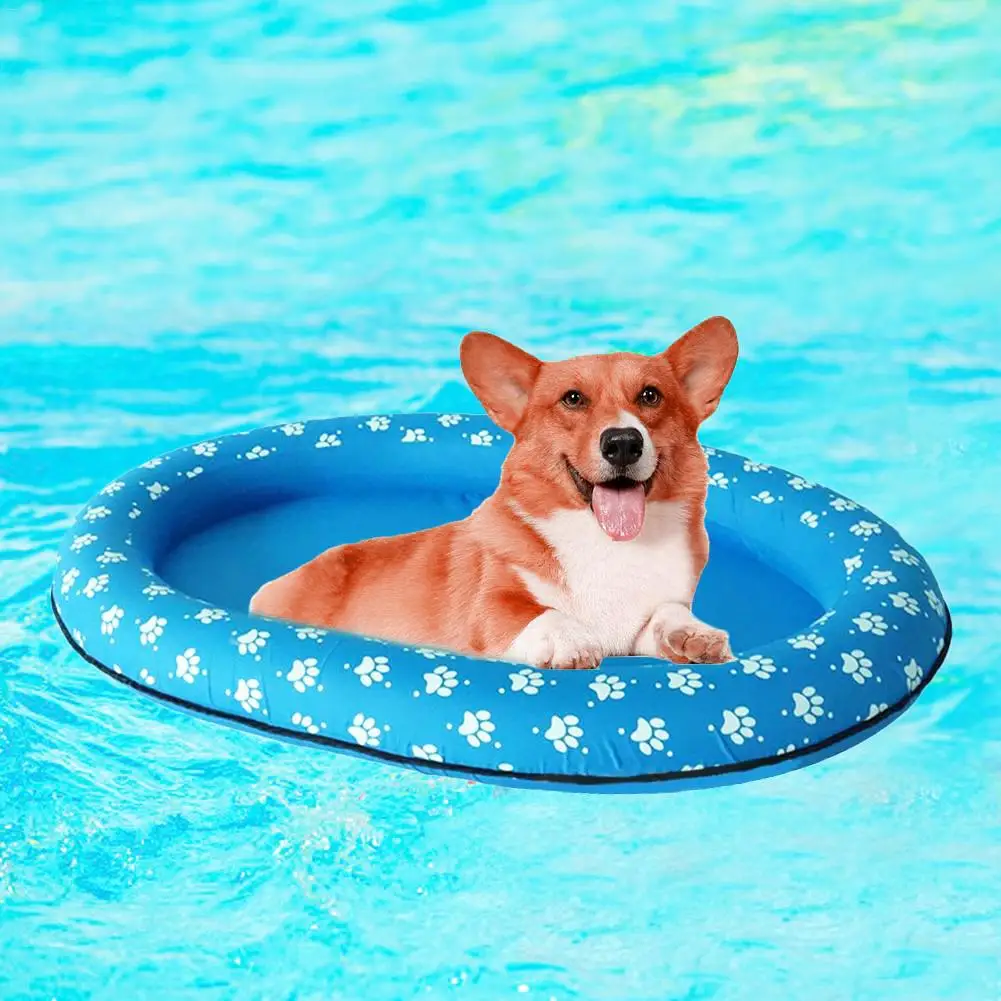 

Inflatable Swimming Pool Pet Dogs Floating Raft Bed Water Play Cushion Pool Floating Row Bed Inflatable Beach Toy for Dog Cat
