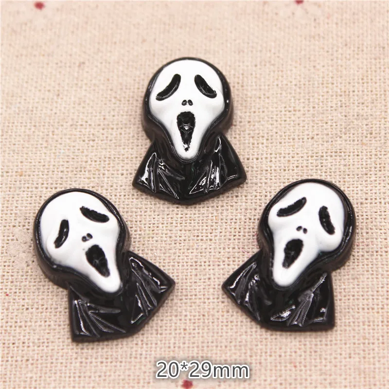 

10pcs Resin Flatback Cabochon Scream Ghost Halloween Miniature Art Supply Decoration Charm Craft,20*29mm