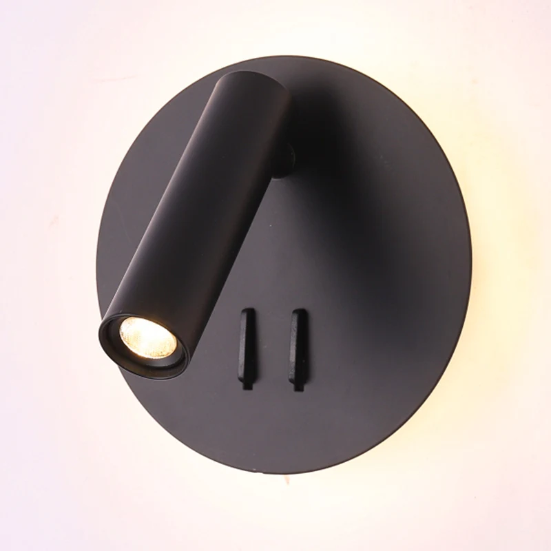 black round Zerouno светодиодный ночник, лампа, современный USB зарядное устройство, для чтения книг, Ночной светильник, для дома, лофт, изголовье, для чтения, настенный светильник - Испускаемый цвет: black round