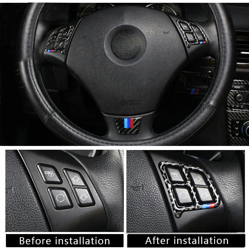 

For BMW E90 E92 F30 3 Series 2005-2019 Car Styling Interior Accessories Carbon Fiber Steering wheel buttons stickers