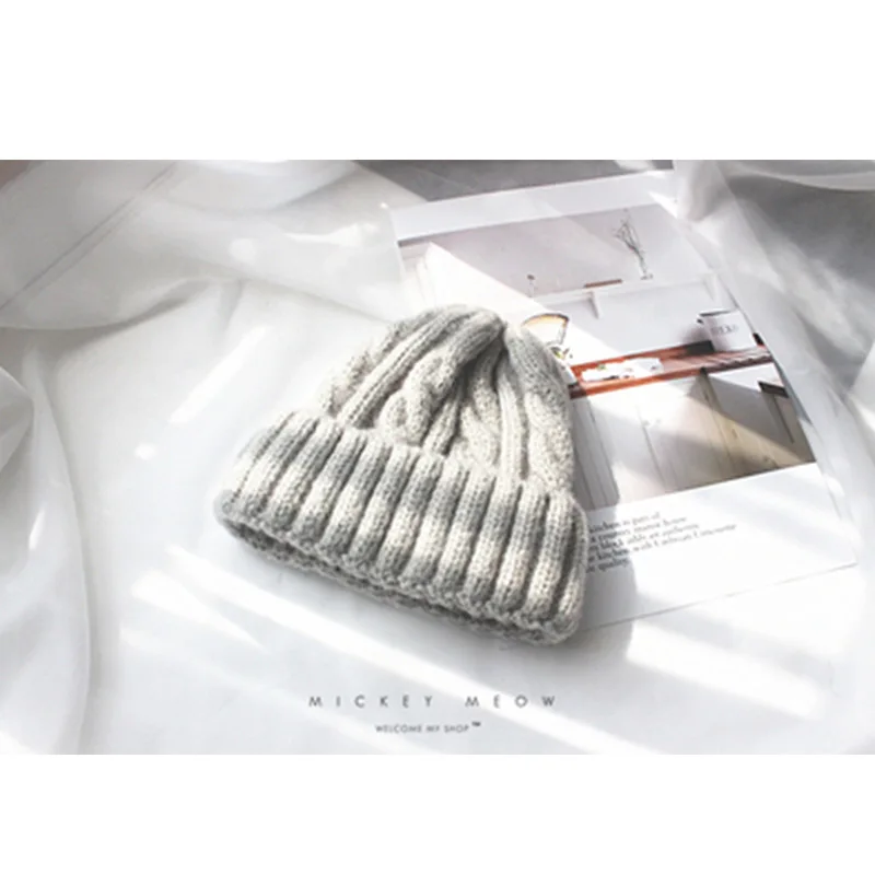 light grey Модный Стойкий цвет для женщин, вязаная шапка, осенняя и зимняя теплая однотонная шляпа, твист, головной убор, маска для улицы, фасоль, хеджирование - Цвет: light grey