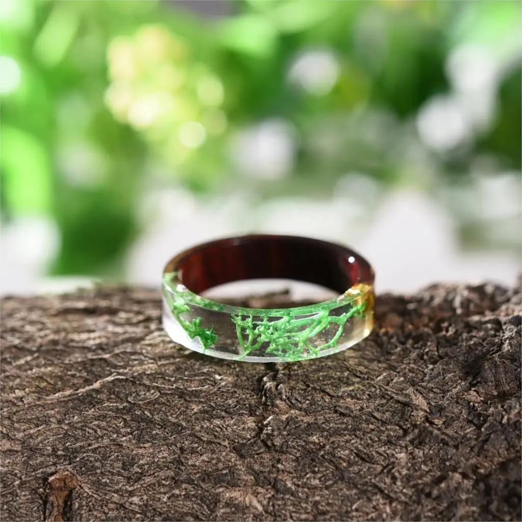 Женское Винтажное кольцо с зеленым Мохом из дерева и смолы Прямая поставка 2019 |