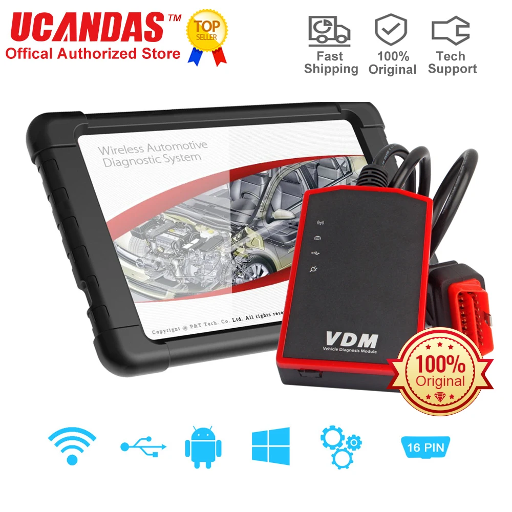UCANDAS VDM OBD2 сканер Профессиональный WIFI USB автомобильный диагностический