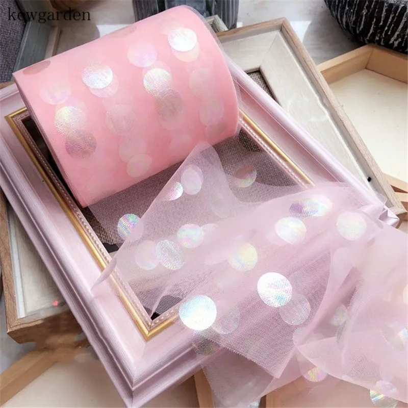 Kewgarden 10 см лазерные точки сетчатая Вуаль ленты DIY Hairbow аксессуары для корсажа