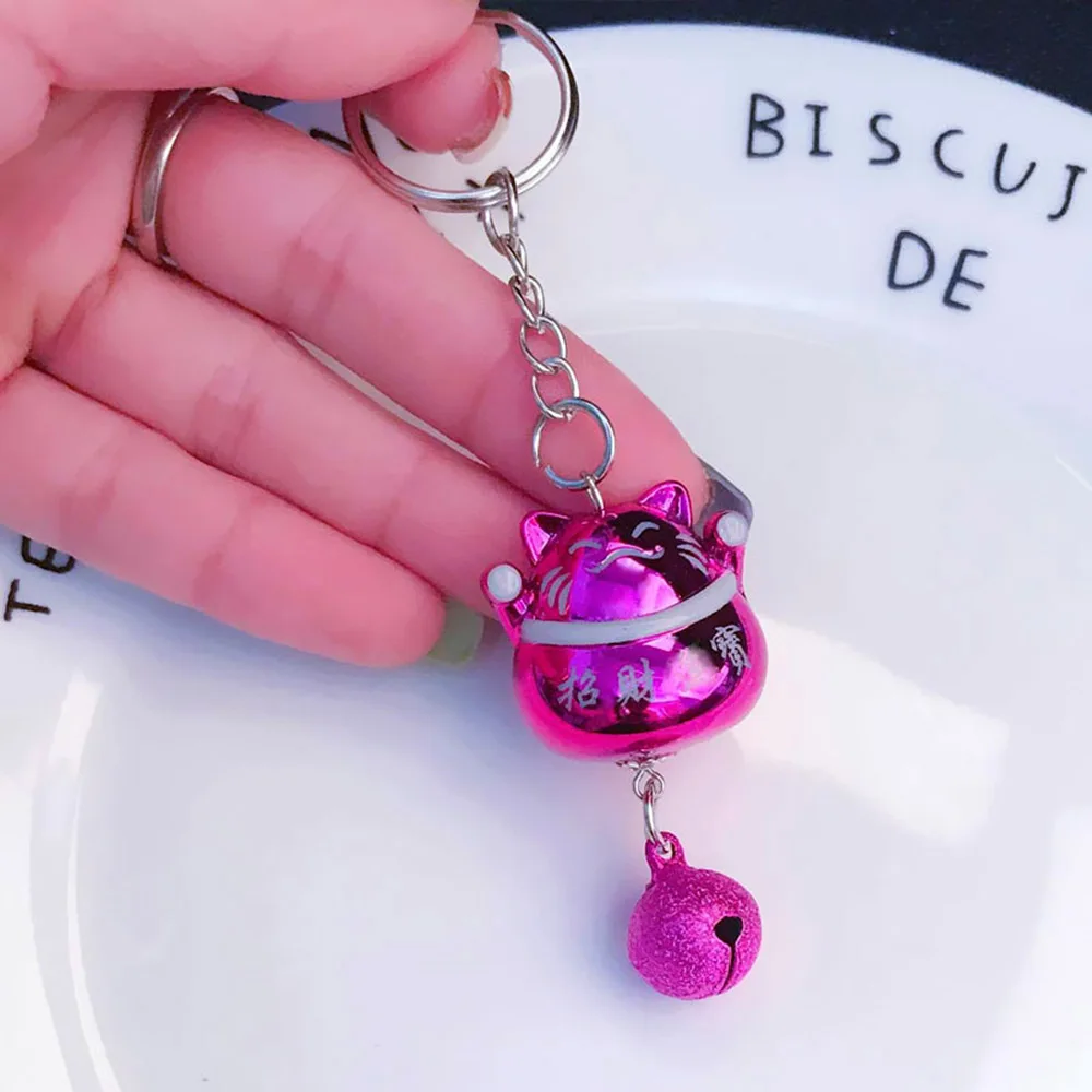 Мультфильм удача везучий Кот Maneki брелок с колокольчиком автомобиля сумки брелок крутые аксессуары ювелирные изделия подарок для мужчин - Цвет: rose