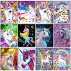 Алмазная 5D картина сделай сам, полноразмернаякруглая мозаика мультяшный Единорог, вышивка крестиком, украшение для дома, детские игрушки