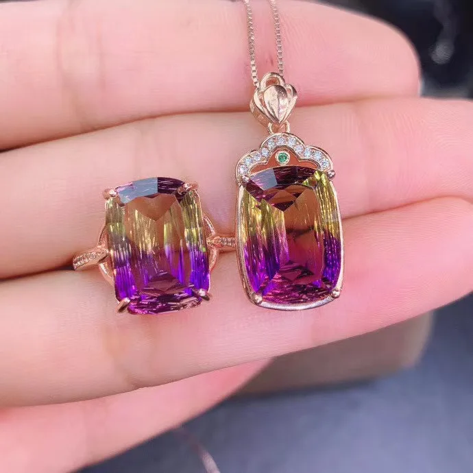 Новое поступление стихийных бедствий и реальные Аметрин комплект ювелирных