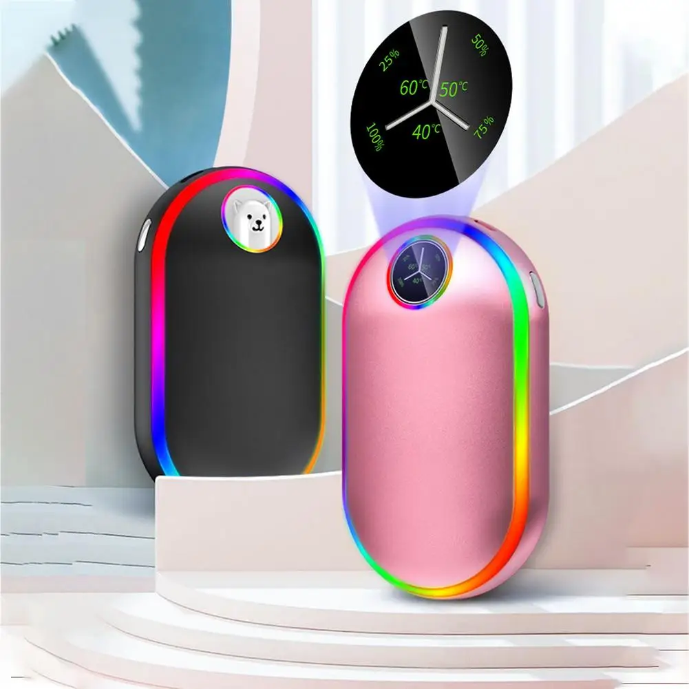 

10000mAh 5V Cute Hand Warmer USB Rechargeable LED Electric Hand Warmer Heater Travel Handy Mini Pocket Handwarmer