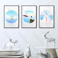 living room decoration frameless painting japanese cartoon sofa background wall triple combination bedroom bedside canvas mural