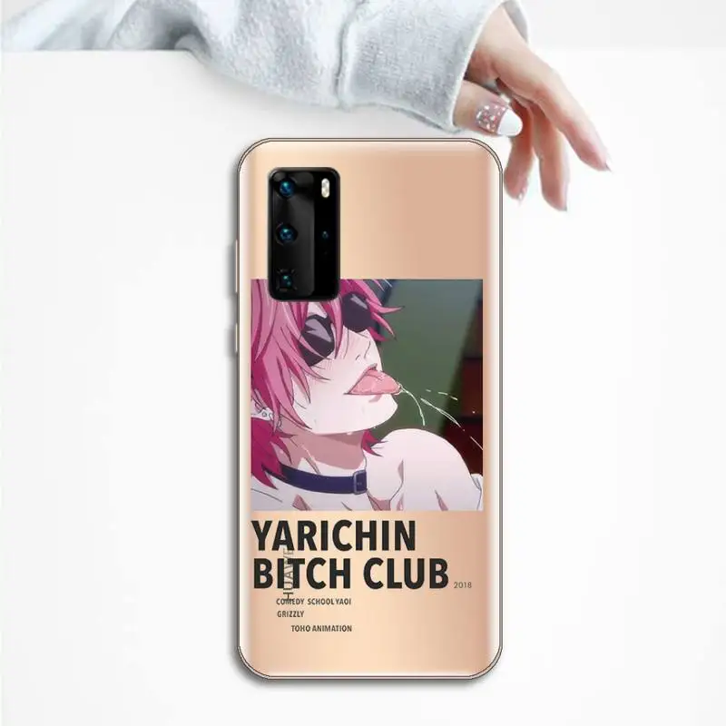 

Yarichin bitch Club Anime Phone Case Transparent for Huawei P20 P30 P40 honor 8 10i P smart 2019 Samsung A71 A21S S10 20 plus
