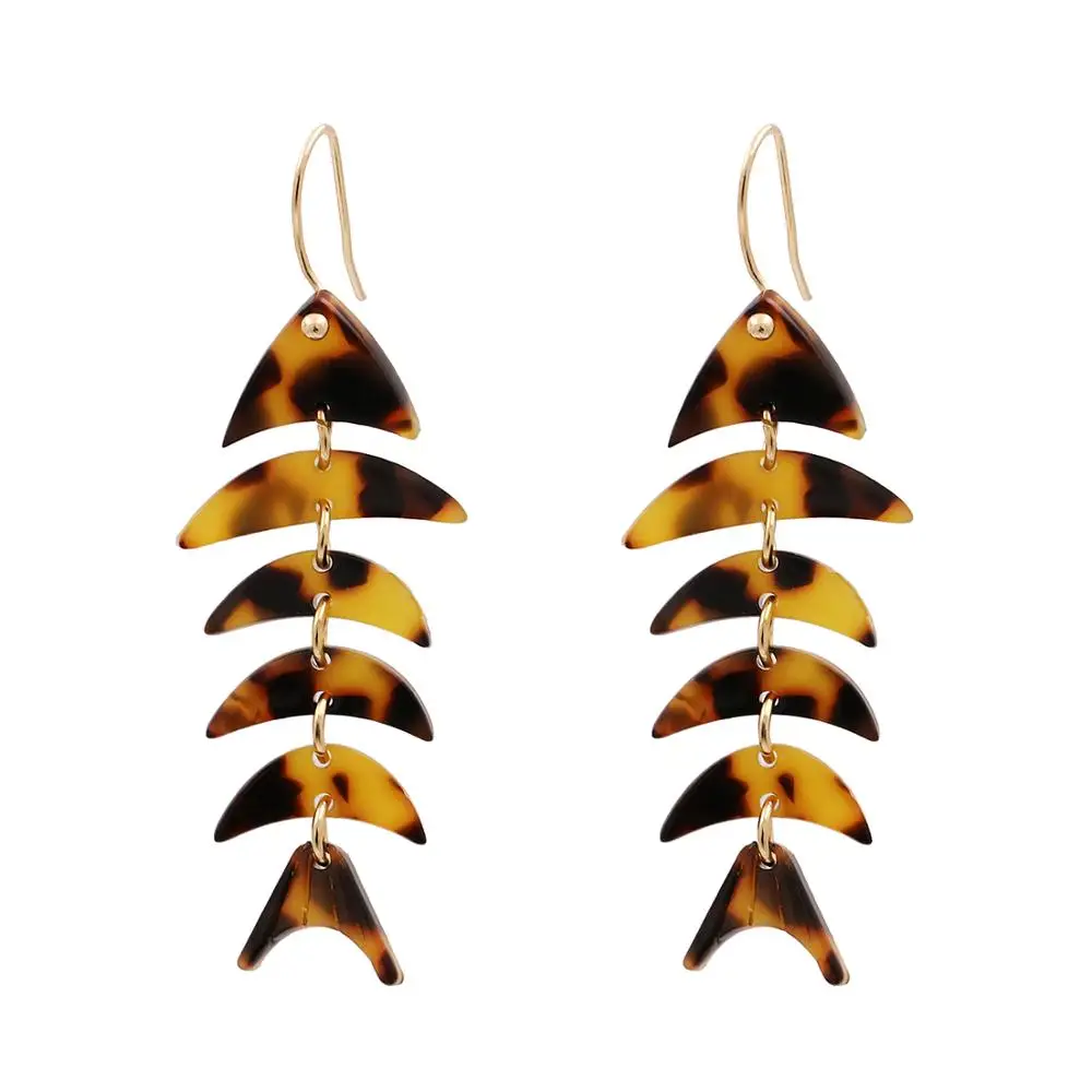 

AOTEMAN Creative Acrylic Statement Earrings Long Fish Bone Pendant Earrings For Women Fashion Jewelry Accessory Hot Sale