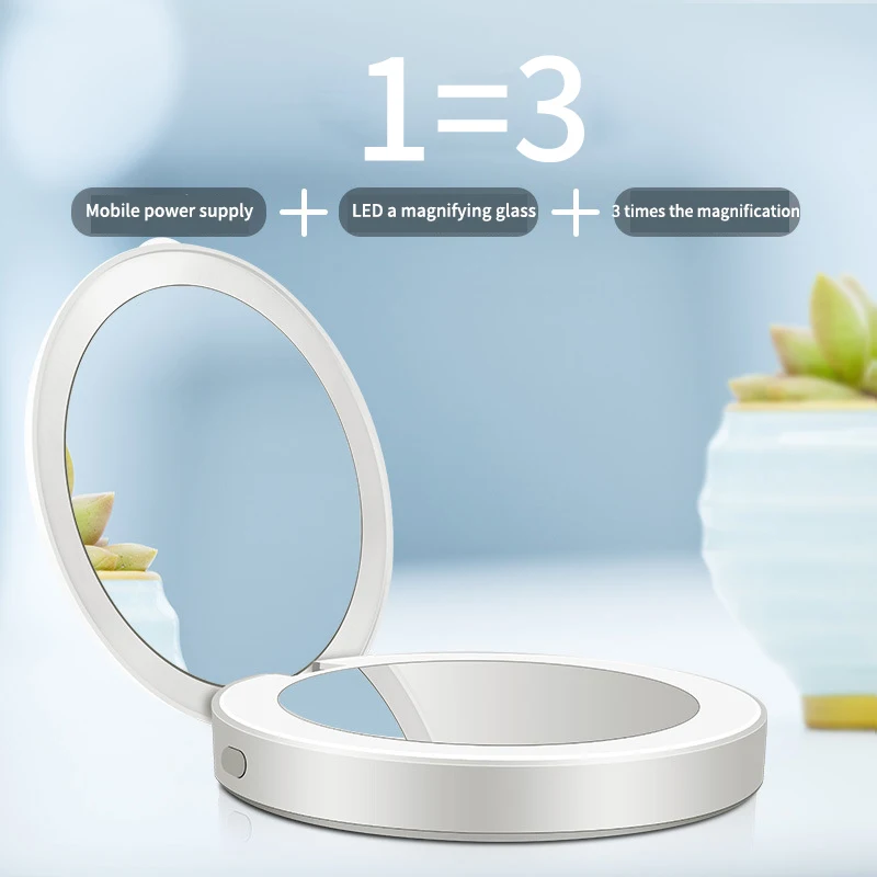 Компактное зеркало для макияжа со светодиодной подсветкой 3X nifier 3000 мАч Внешний