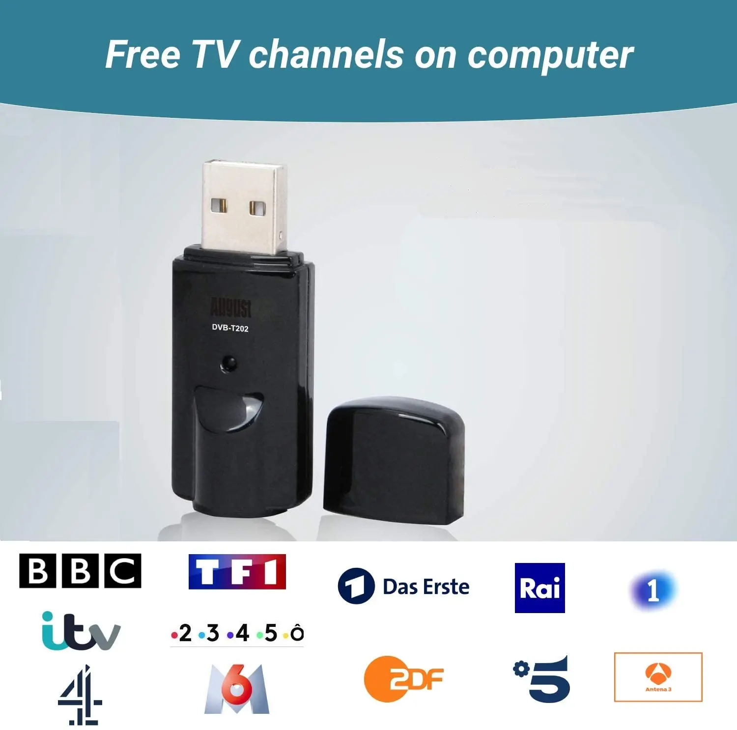 USB-тюнер August DVB-T202 Freeview TV Stick поддерживает Windows 10 / 8 7 Vista/XP смотрите телевизор на