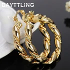 Витые серьги-обручи BAYTTLING из серебра 925 пробы с изящным золотомрозовым золотом для женщин, женские модные ювелирные изделия для помолвки, подарок