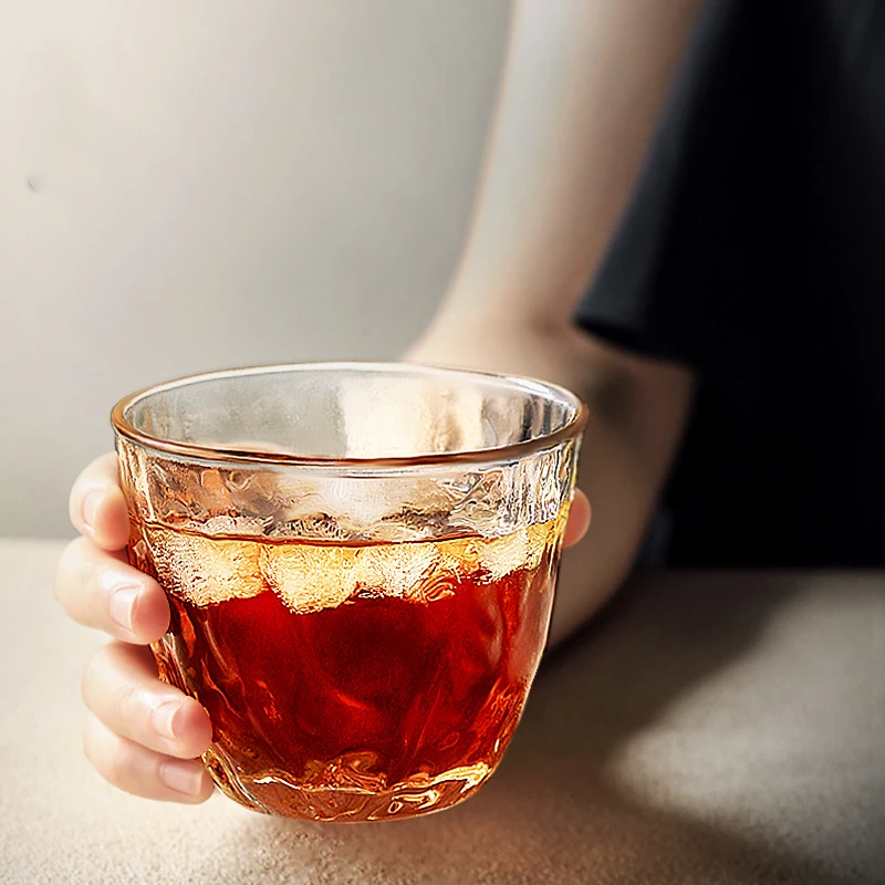 Taza de cristal de estilo japonés para beber, vaso de whisky hecho a mano con patrón de martillo grueso, vaso de bebida para beber, vaso para degustación de vinos-0