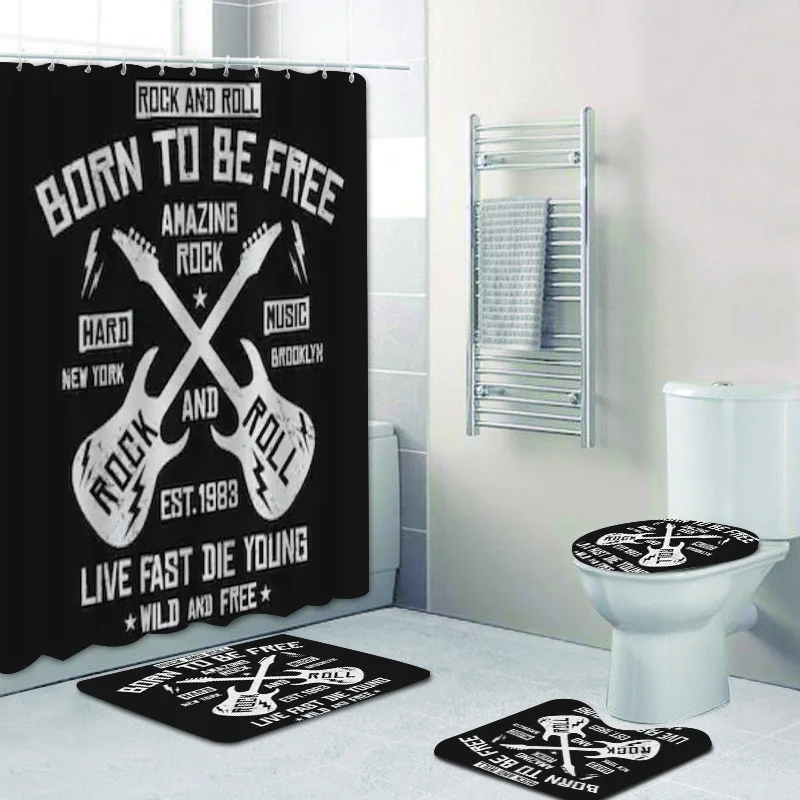 Занавеска для душа с изображением рок-гитары в стиле гранж занавеска ванной