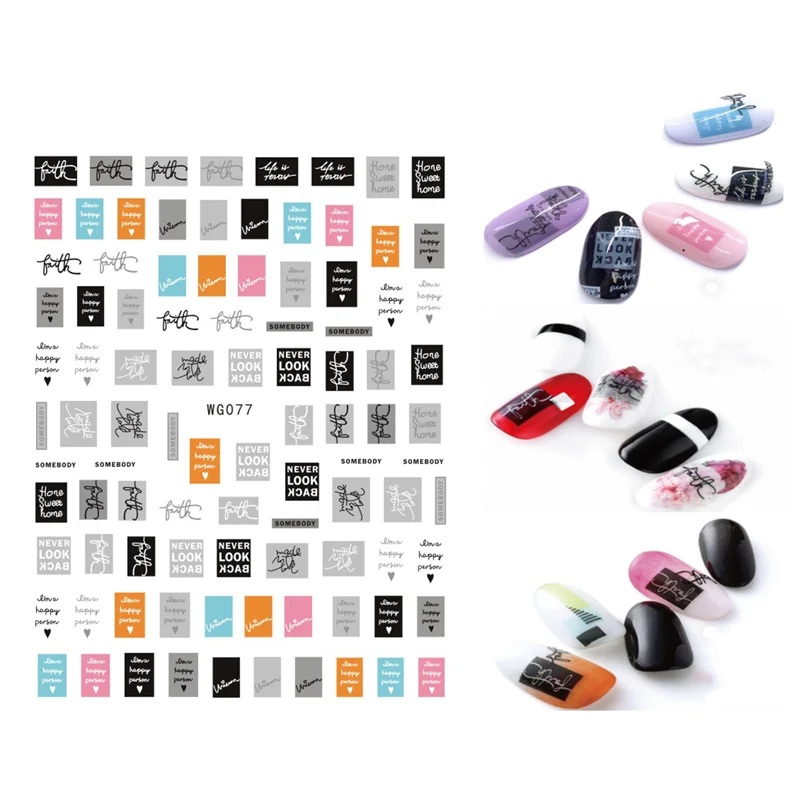 10PCS Black and White DIY Personalized Letter Nail Art Trend Sticker Nail Art Applique Decoration Beauty