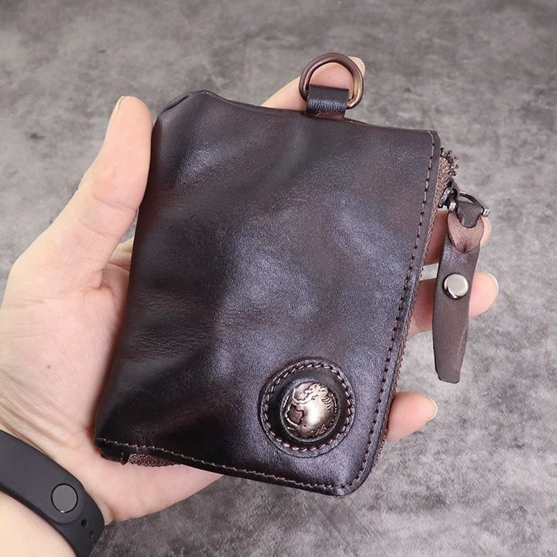 2020 Keys Card Storage Bag Zipper Card Holder Wallet Coin Purse for Men Vintage Mini Wallet Household Portable