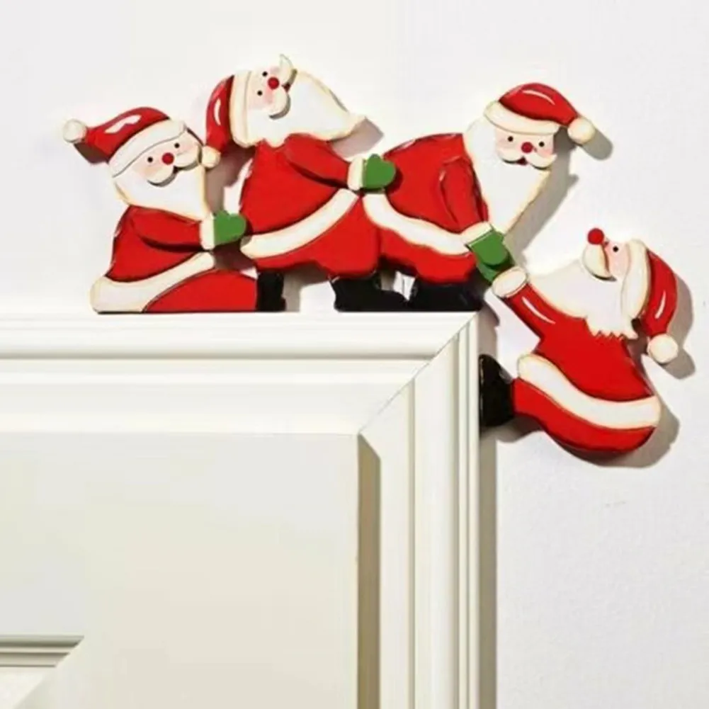 

Christmas Door Frame Decoration Wooden Santa Claus Elk Angel Ornament Xmas Door Decor For Home New Year 2022