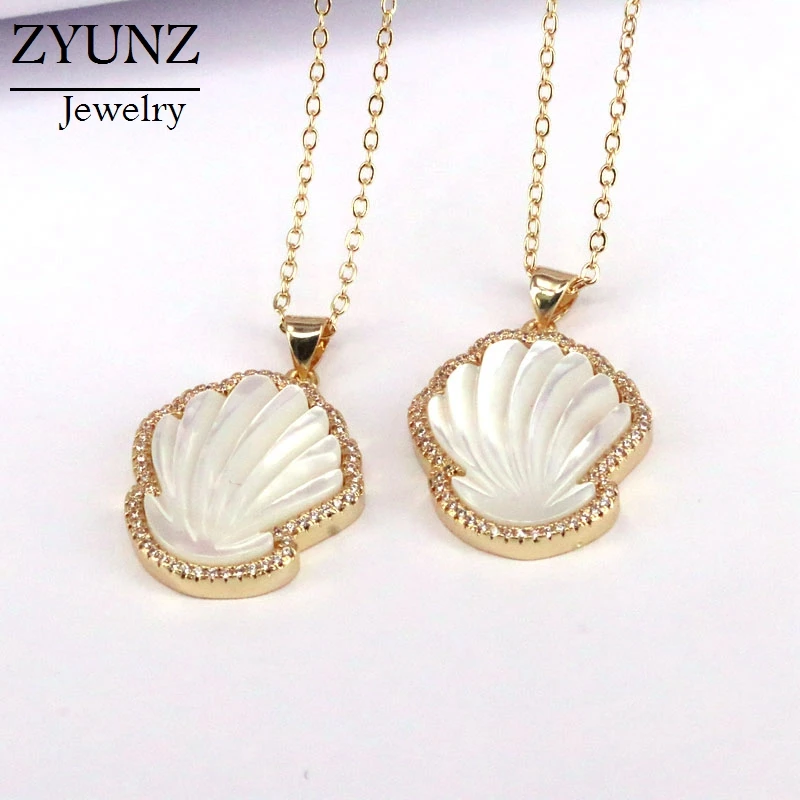 

6PCS, Gold Color Shell Necklace Fan Shape Pendant Necklaces Boho Jewelry Delicate Ocean Gift