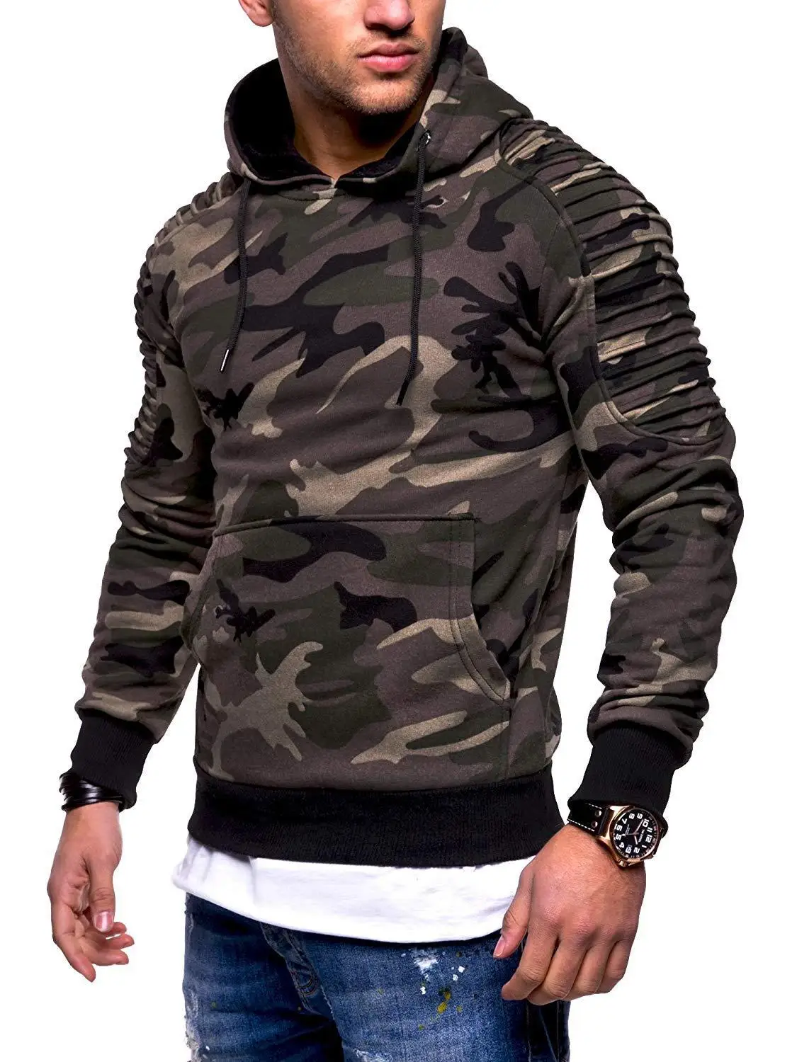 

Nice Pop Men's Hoodies Autumn Sportswear Long Sleeve Camouflage Hooded Shirt Mens Brand Clothing Male Casual Sweatshirt