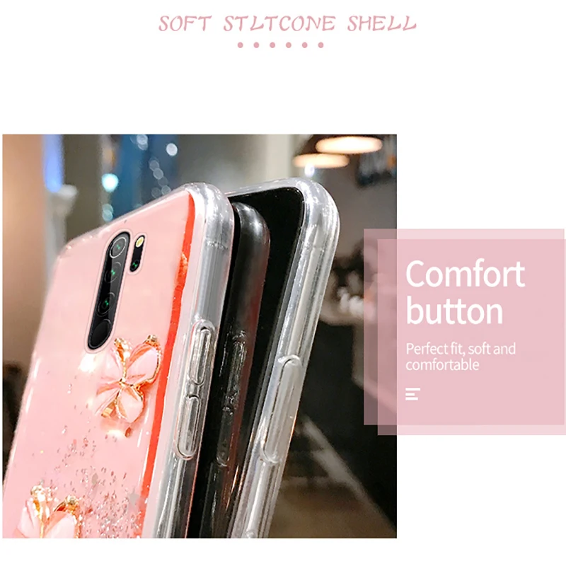 Ultra-thin Cute Bling Glitter Lanyard Silicone Phone Case For Xiaomi Redmi Note 10 9 S 8 Mi 12 11 T Lite Pro Luxury Rope Cover