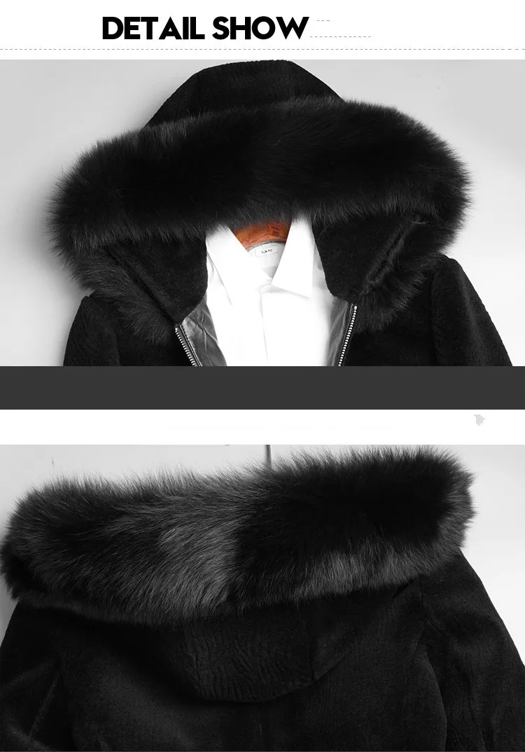 

man's Autumn coat wool coat man's fur coat man's Fox Fur neck wool coat