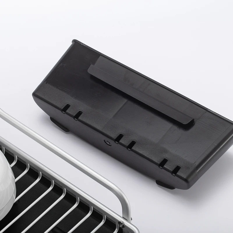 

Silver Aluminum Alloy Dish Rack Drainer Kitchen Storage Drying Shelf Tray over Sink Utensil Holder Drain
