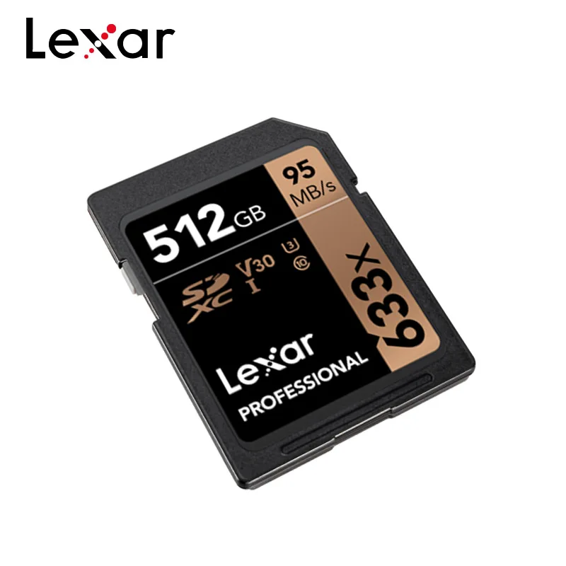 

100% Original Lexar Memory Card 633x 512GB V30 U3 Up To 95MB/s UHS-I Class 10 SD Card For 1080p Full-HD 4K Camera