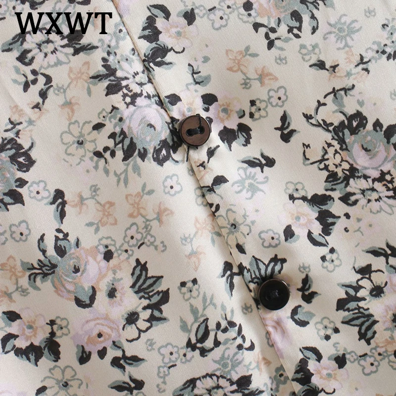 

WXWT 2021 Summer Women Silk Satin Texture Print Dress Short Sleeve Female Bohemian Long Dress Vestidos Mujer WWJ6916
