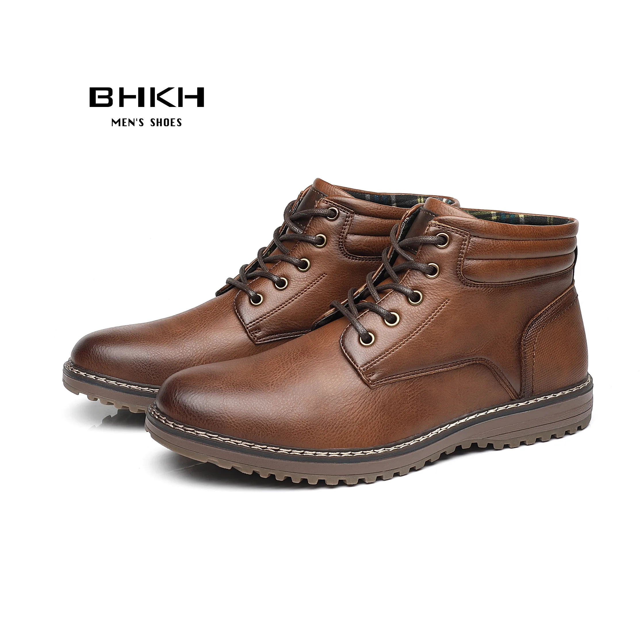 

BHKH 2021 Winter Men Boots Fashion Lace Up Winter Shoes for Work, Travel, Business, Smart Casual Boots Man Shoes