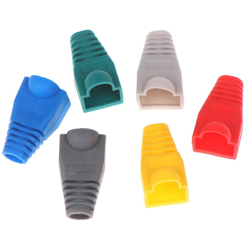 100 шт. смешанные цвета RJ45 CAT5 CAT5e CAT6 Ethernet сетевой кабель сброс напряжения сапоги