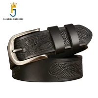 fajarina 2020 design personality novelty eagle carving real cowhide skin leather belt alloy buckles retro belts for men n17fj841