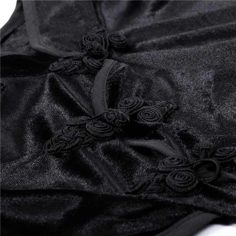 

Girl's Improved Version of Cheongsam European and American Style 2021 Slim High-Necked High-Waist Disc Buckle Split Dress