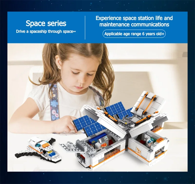 

732pcs Creator Moon Space Station Building Block Technic Manned Spacecraft Bricks Set Figures Satellite Children's Toy Gift