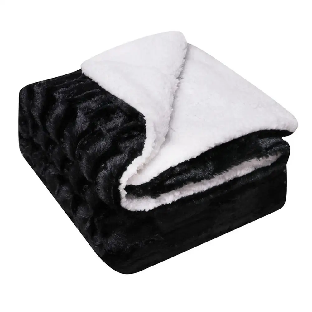 

Double Layer Thick Sheep Wool Blanket Thickened Warm Soft Blanket For Winter Faux Fur Plush Back Printed Tie-dye Brushed PV Fl