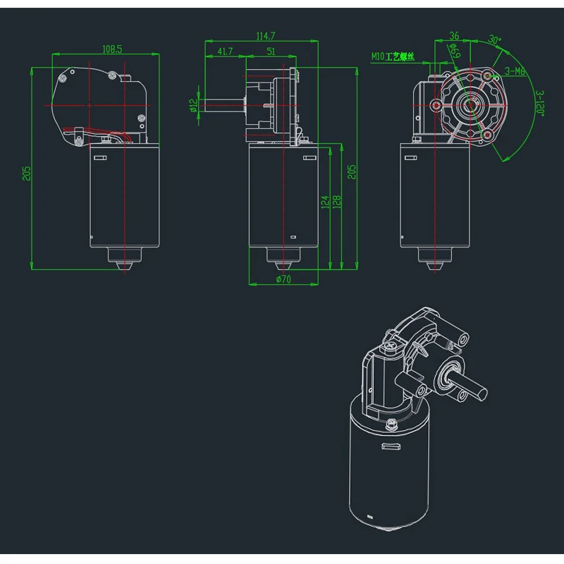 12В 24В 80Вт 90Вт 100Вт 10RPM-70RPM многоскоростной высокий крутящий момент редукторный мотор постоянного тока для сельскохозяйственной техники и оборудования.