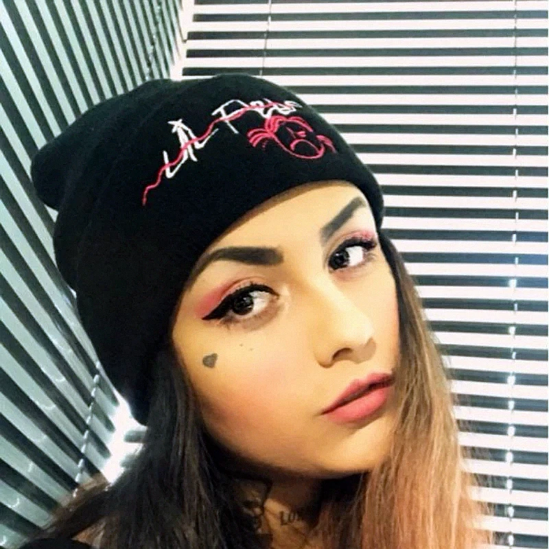 Lil вышитая шапочка с открытым носком для мужчин и женщин зимняя теплая вязаная