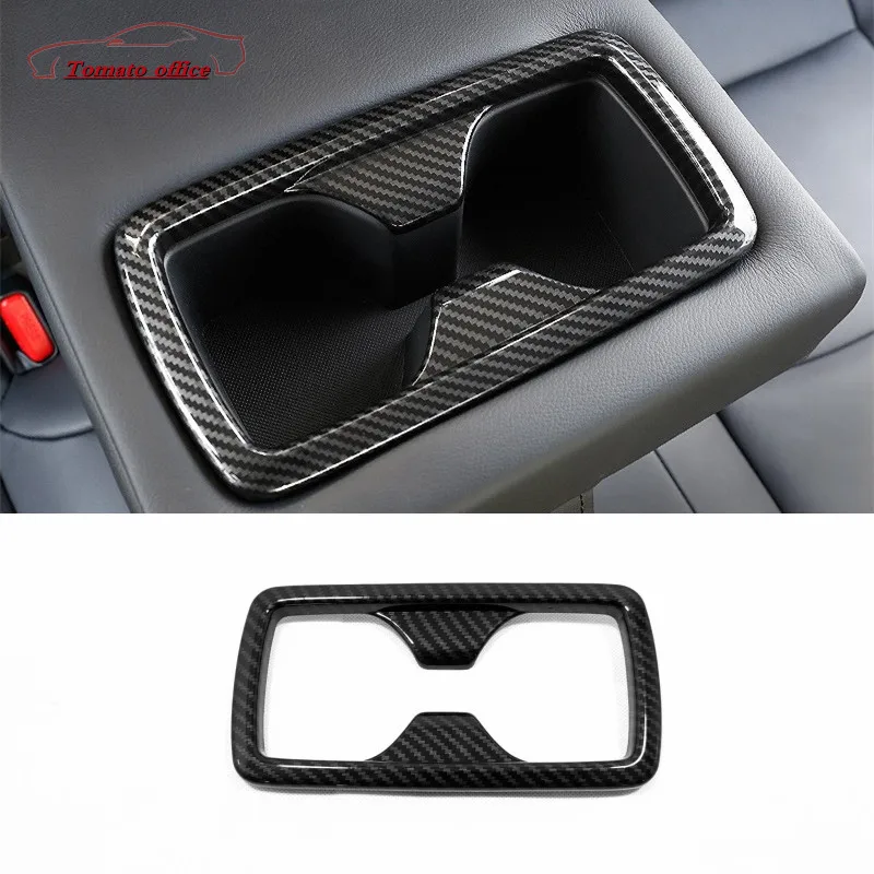 

ABS Carbon fiber Car Seat Back Row Water Cup Holder Cover Frame Panel Trim Sticker Accessories For Toyota RAV4 XA50 2019-2021