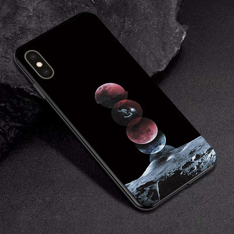 TPUBLK560 Черный чехол из ТПУ для Apple iPhone X XR XSMax 11 чехол Модный мультяшный астронавт для Apple iPhone 6 6S 7 8 Plus чехол для телефона бампер - Цвет: TPUBLK560