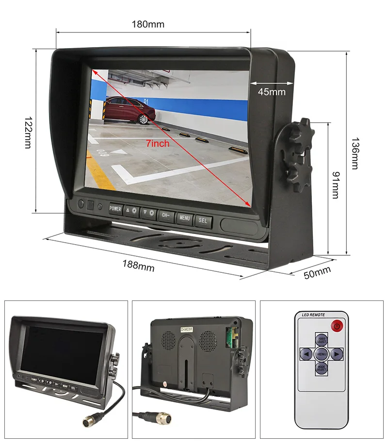DIYKIT AHD " ips автомобильный монитор заднего вида Поддержка 960P AHD камера Поддержка sd-карты видео запись Diaplay две камеры s изображение