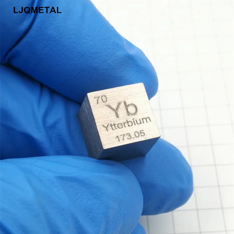 

10mm Metal Ytterbium 99.99% Pure Yb Cube, Element Collection Hobby Teaching Specimen Table Decoration
