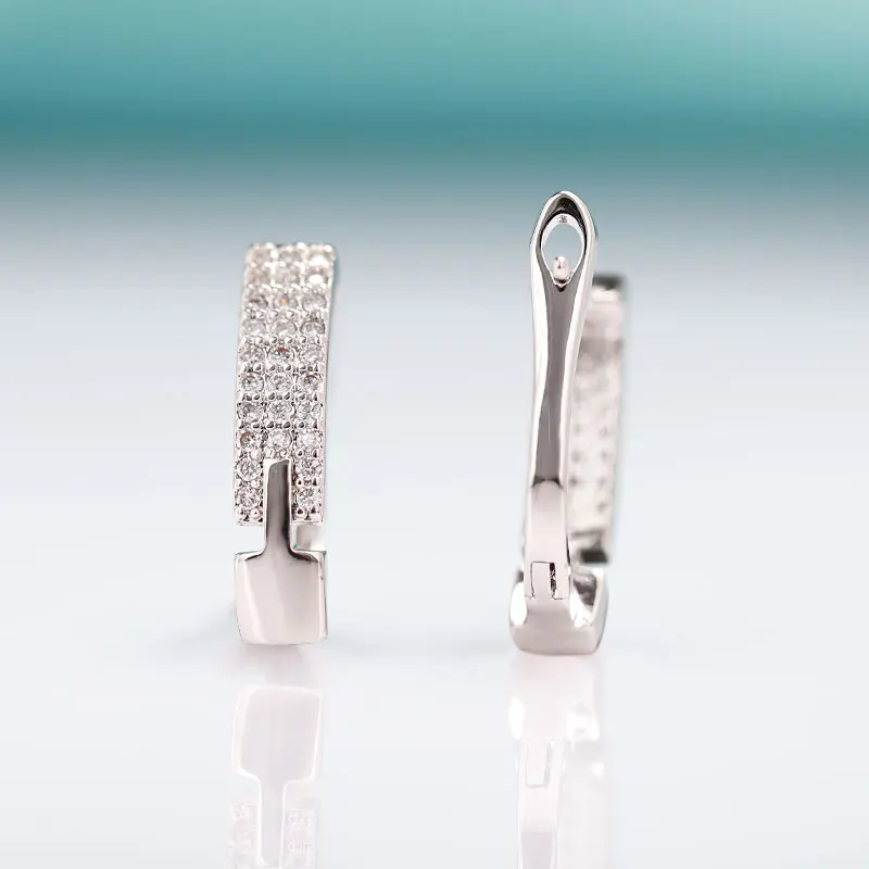 Женские серьги гвоздики MAIKALE длинные из розового золота с кубическим цирконием