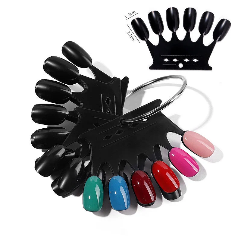 

6*10Pcs Crown Shape False Nail Tips Plastic Polish Swatch Natural Clear/White/Black Nail Art Palette Display Board Manicure Tool