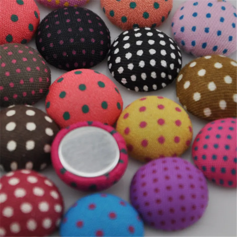 100 шт. 15 мм круглая ткань с принтом в горошек покрытая пуговицами CT08|button covers for