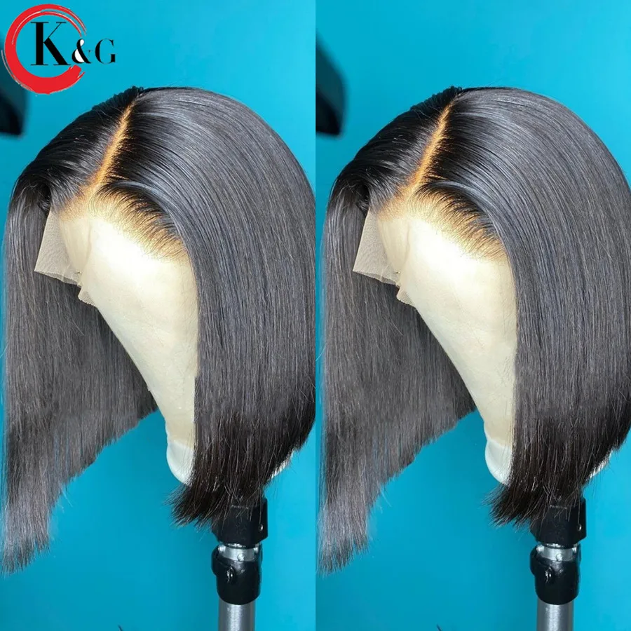 KUNGANG натуральные T-образные короткие Боб кружевные передние человеческие волосы