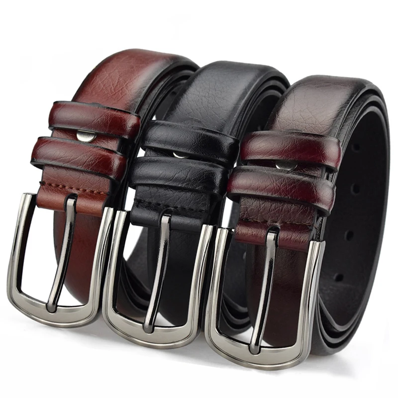 Anpudusen New Fashion Men's Leather Belts Designer Belt for Man Pin Buckle with Leather Strap Business Dress Male Belts